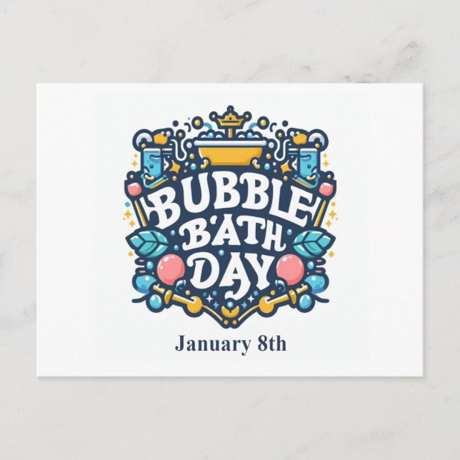 Postal Ene 8 - Día del Baño de Burbujas (Anverso)