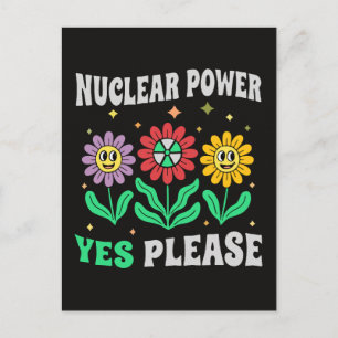 Postal Energía nuclear sí, por favor, flores sonrientes