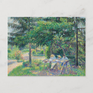 Postal Enfants attabés dans le jardin Camille Pissarro