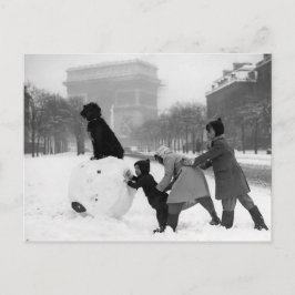Postal Enfants neige Paris 1930
