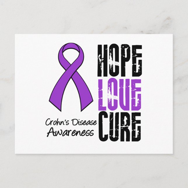 Postal Enfermedad de Crohn Esperanza amor Cure Ribbon (Anverso)