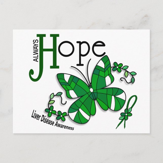 Postal Enfermedad hepática de mariposa de vidrio manchado (Anverso)