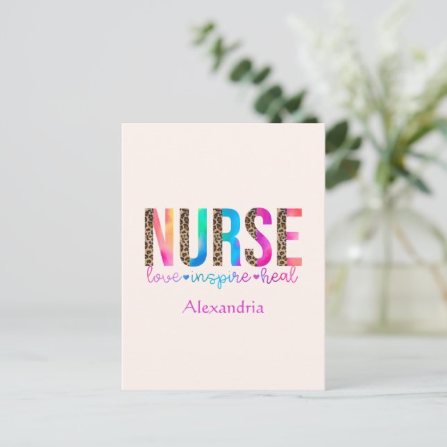 Postal Enfermera - Amor, Inspire, curación (Anverso de pie)
