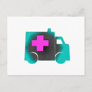 Postal enfermera de ambulancia azul cruz emt médico