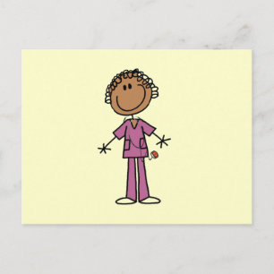 Postal Enfermera de figura de palo femenina afroamericana