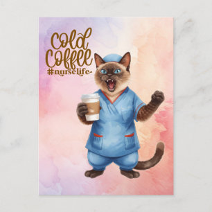 Postal Enfermera de gato vida Café frío 