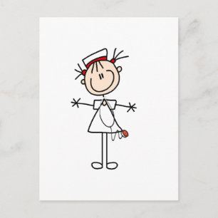 Postal Enfermera de la figura del palo blanco 2 regalos