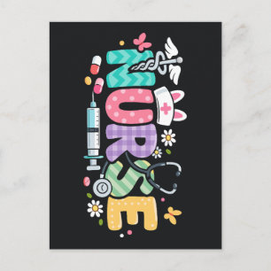 Postal Enfermera de Pascua Adorable Humor Médico