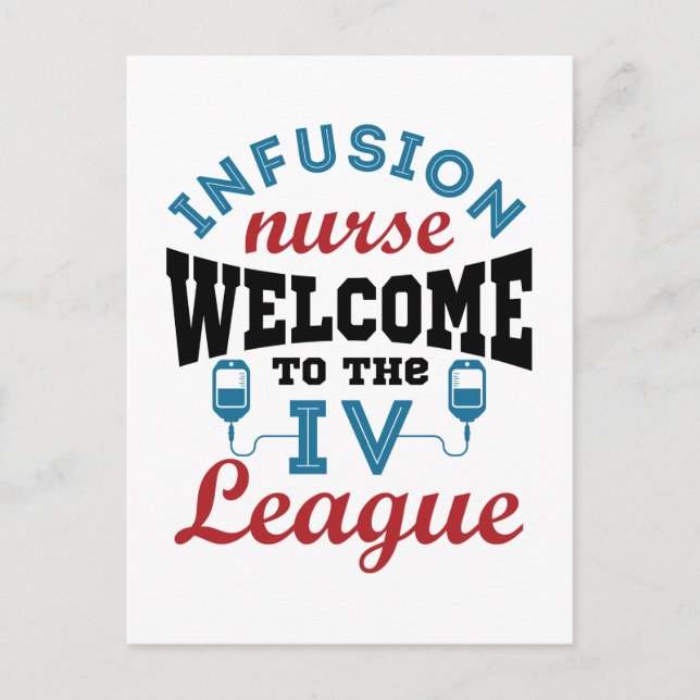 Postal Enfermera de perfusión Bienvenidos a la Liga I.V. (Anverso)