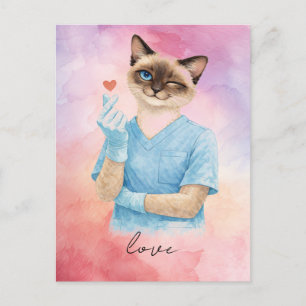 Postal Enfermera enviando mini corazón con amor