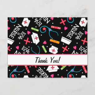 Postal Enfermera Gracias Negra Personalizable