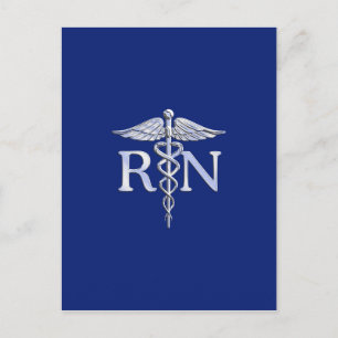 Postal Enfermera inscrita RN Caduceus en azul marino