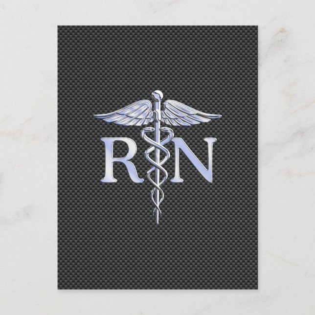 Postal Enfermera inscrita RN Caduceus Snakes Carbon (Anverso)