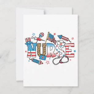Postal Enfermera Patriótica del 4 de Julio