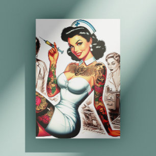 Postal Enfermera Tatuada Pin-up