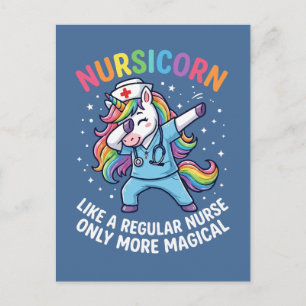 Postal Enfermera Unicornio Energía Brillante y Mágica