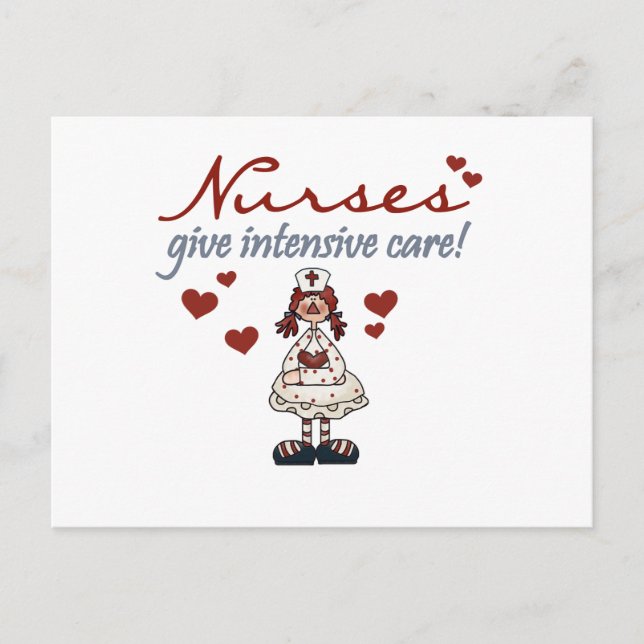 Postal Enfermeras entregan camisetas y regalos de cuidado (Anverso)