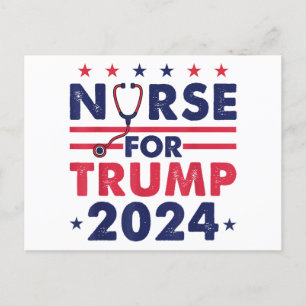 Postal Enfermeras Retro Para Trump 2024 La Bandera Estrel