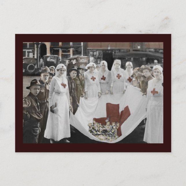 Postal Enfermeras y jóvenes voluntarios reúnen donaciones (Anverso)