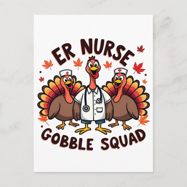 Postal ENFERMERÍA de Acción de Gracias de la Enfermera Go (Anverso)