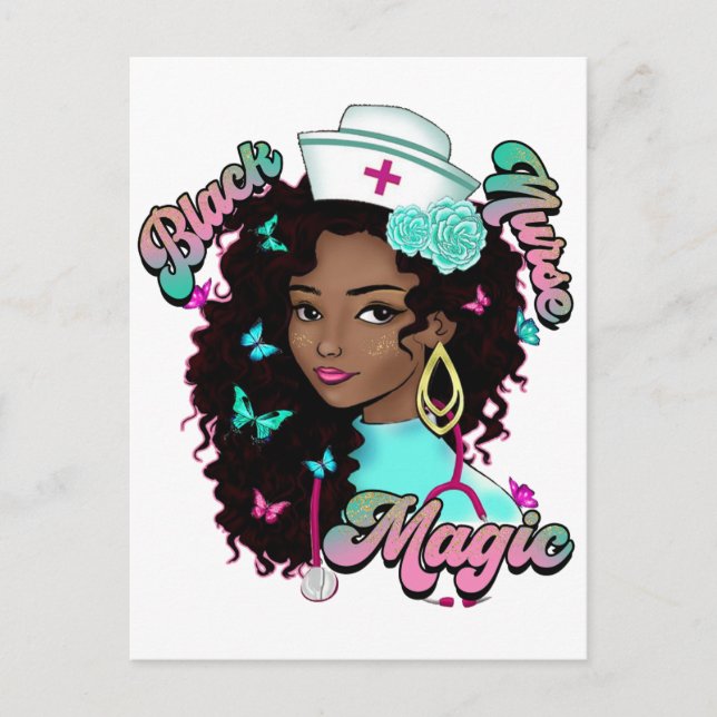 Postal Enfermería de la mujer melanina de enfermeras de e (Anverso)