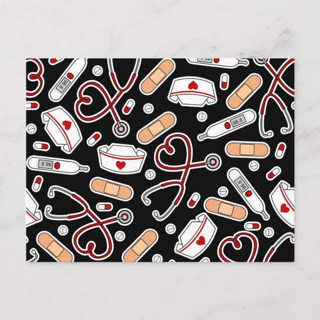 Postal Enfermero Amor Imprimir fondo negro (Anverso)