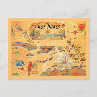 Postal Enfriador de lata de mapa de las Islas del Caribe