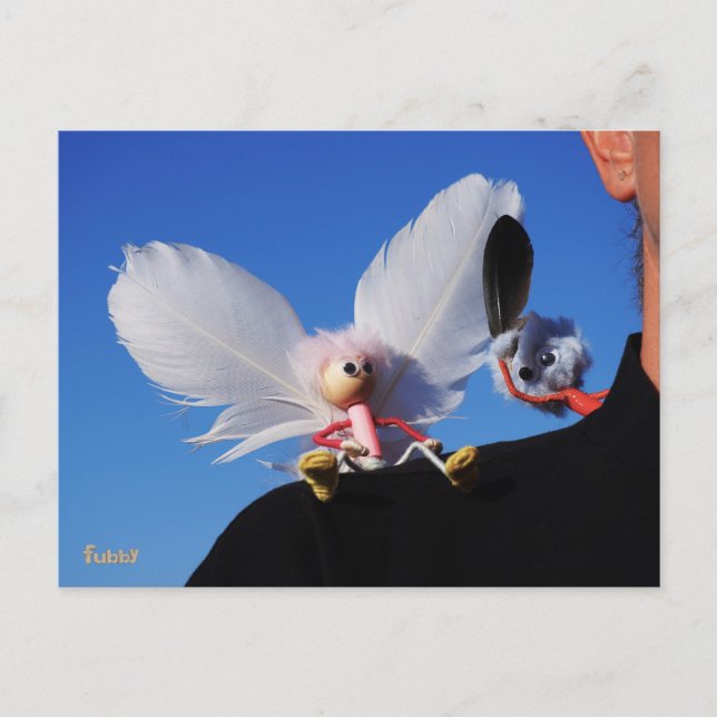 Postal Engel fubby op mijn schouder met uitdagend Monster (Anverso)