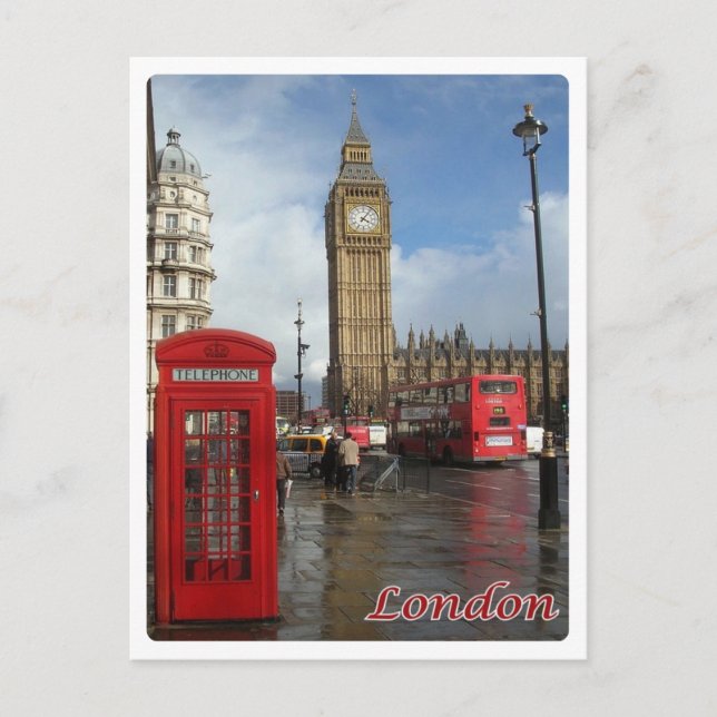 Postal England - London - Big Ben - double-decke - (Anverso)