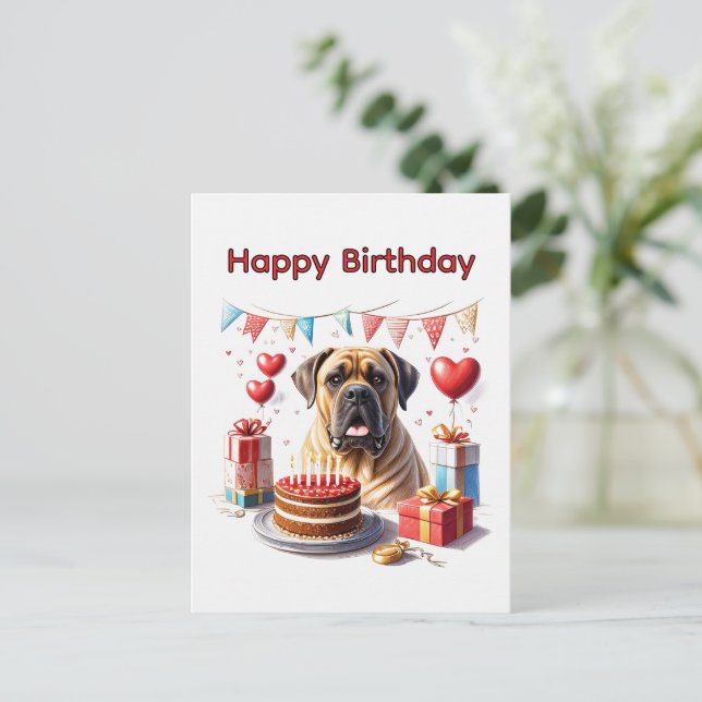 Postal Englische Dogge Mastiff Birthday  (Anverso de pie)