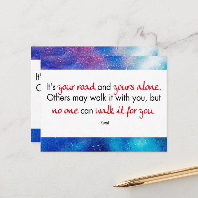 Postal Englisches Zitat von Rumi - Es ist Ihre Straße Mit (Anverso/Reverso In Situ)