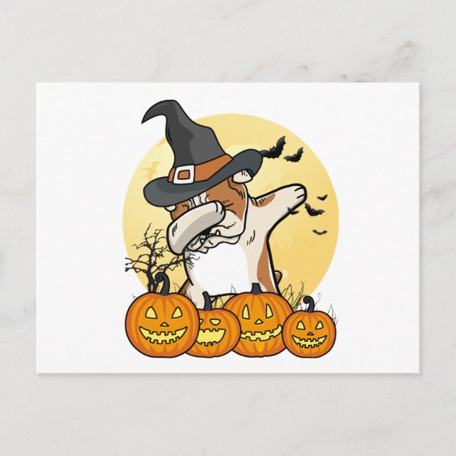 Postal English Bulldog Dabbing Halloween (Anverso)