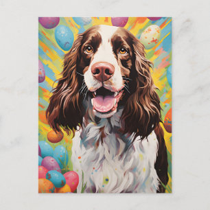 Postal English Springer Spaniel Feliz Pascua