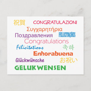 Postal Enhorabuena en muchos idiomas