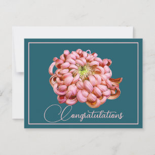 Postal Enhorabuena por el Chrysanthemum cian Backdrop