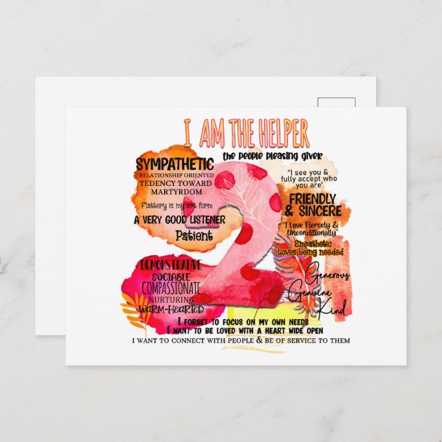 Postal Enneagram Tipo 2 - Soy El Ayudante (Anverso / Reverso)