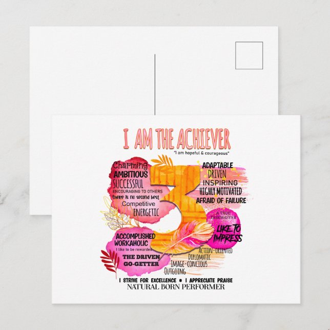 Postal Enneagram Tipo 3 - Soy El Achiever (Anverso / Reverso)