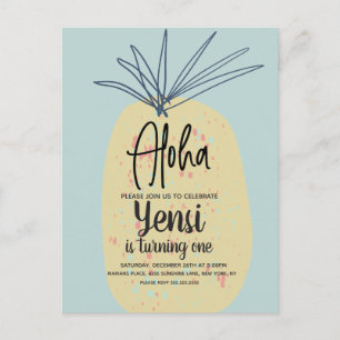 Postal Enorme Arte de Piña Cumpleaños Tropical Verano Alo