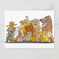 enorme grupo de gatos y perros