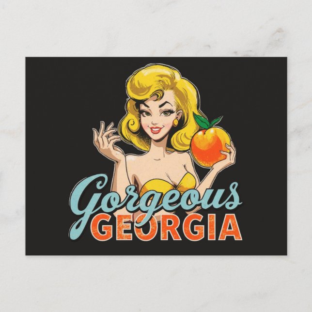 Postal Enorme guisante Georgia Peach - Art Retro Pin Up (Anverso)