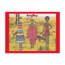 Enoti de Kenya Paper Doll Postcard