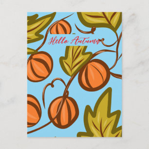 Postal Enredaderas de calabaza de otoño diseño a mano