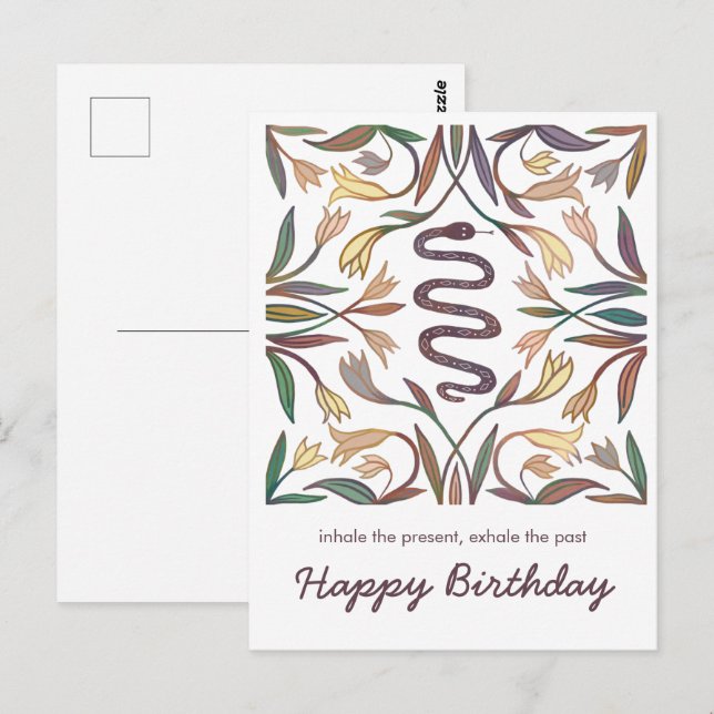 Postal Enredaderas de Serpiente Mágico Inspirador Feliz C (Anverso / Reverso)