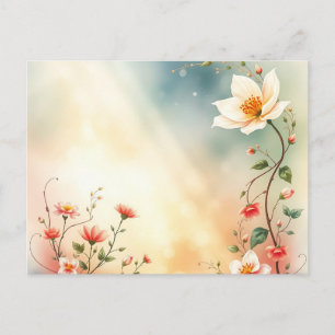 Postal Enredaderas florales de acuarela etérea