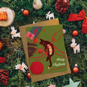 Postal Enredo de gato de Navidad – Diversión festiva de g