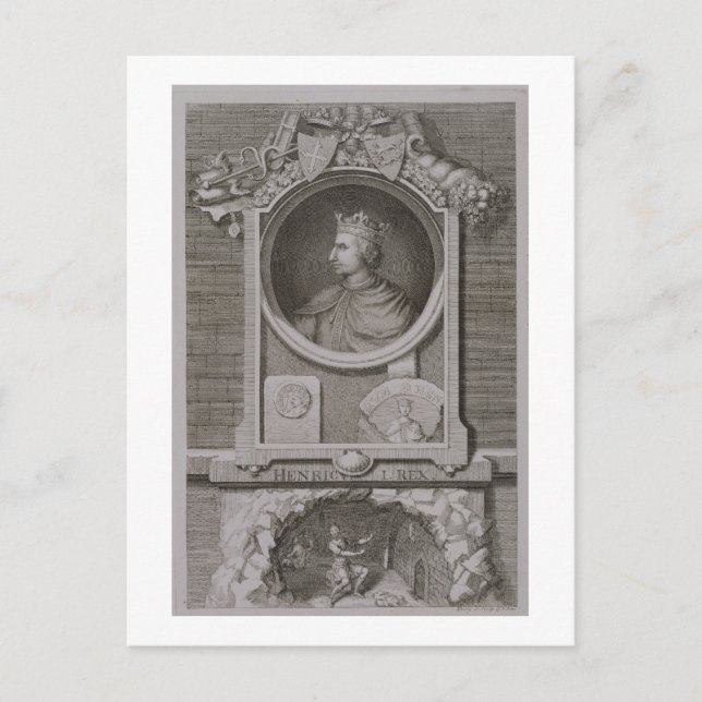 Postal Enrique I (1068-1135) Rey de Inglaterra de 1100, e (Anverso)