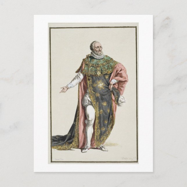 Postal Enrique IV (1553-1610) Rey de Francia, de 'Receuil (Anverso)