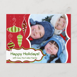 Postal enrrollada del navidad de los ornamentos