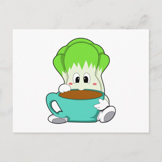 Postal Ensalada con taza de café (Anverso)