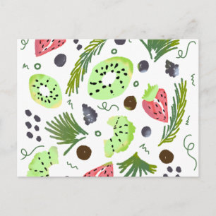 Postal Ensalada de Frutas Tropicales Fresas Kiwi Mora
